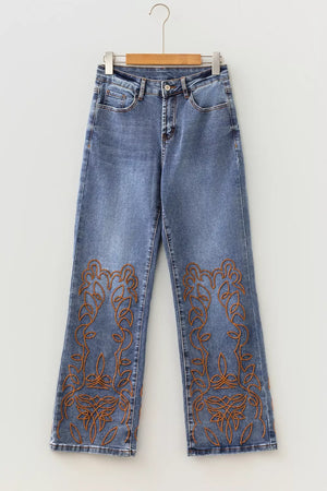 Embroidered Flare Leg Jeans option 7