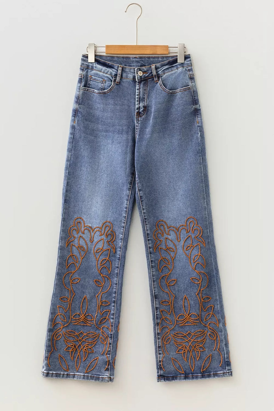 Embroidered Flare Leg Jeans option 7