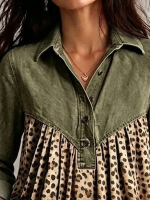 blouse featuring leopard in Black with 100% polyester Care instructions: Machine wash cold texture