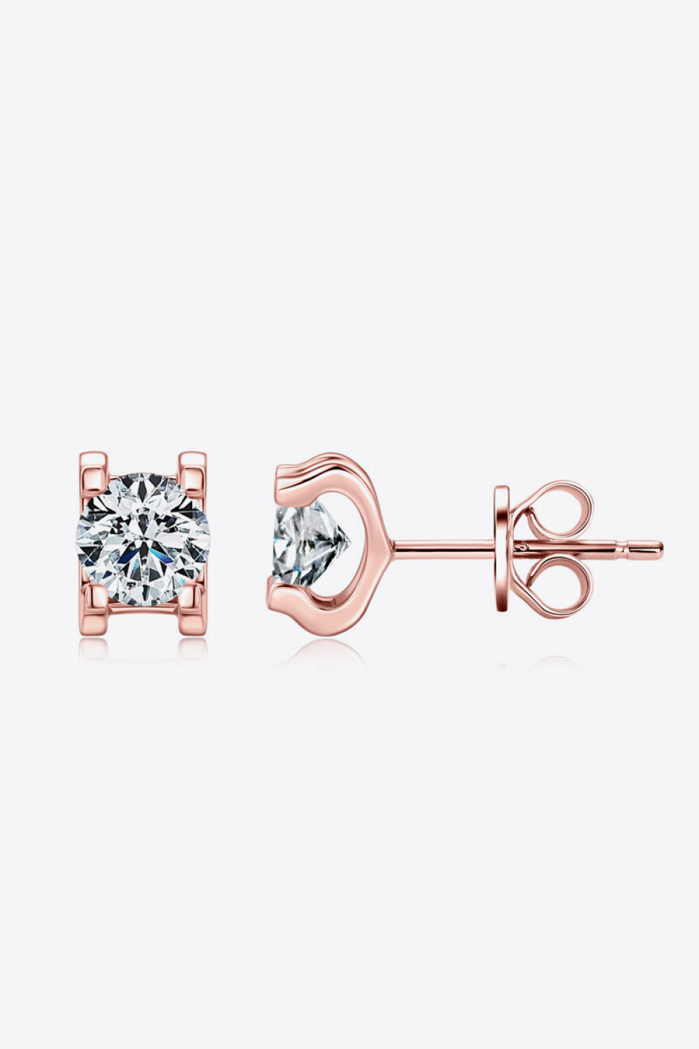 Rose gold stud earrings with clear stones