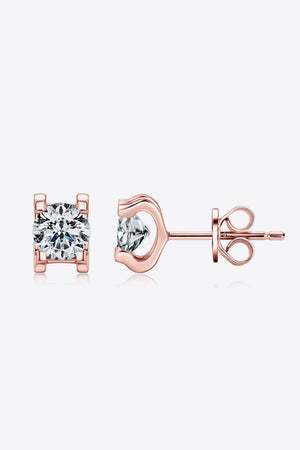 Rose gold stud earrings with clear stones