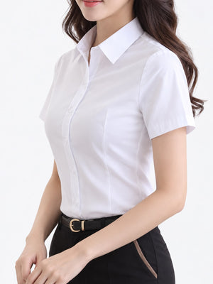 White-Long Sleeve Anti-Gaping button-down shirt