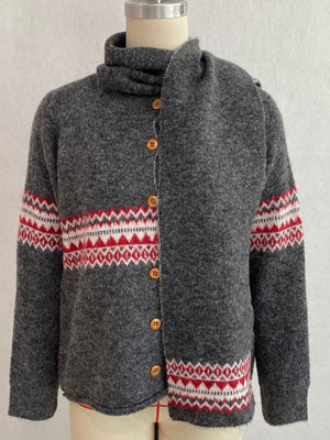 cardigan featuring geometric in Dark Gray with 100% polyester Care instructions: Machine wash cold texture