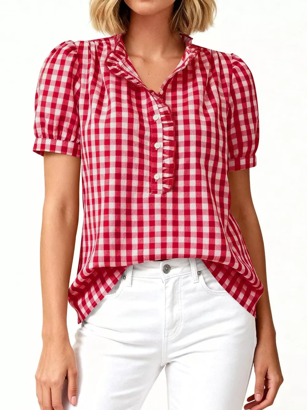 Khaki Color relaxed blouse with v-neck