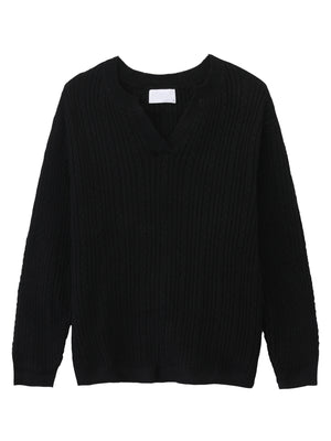 Moss pullover sweater featuring cable knit and cable knit