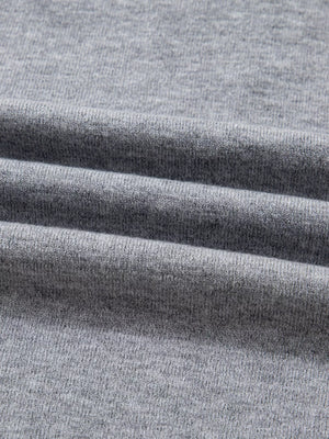 Gray Varsity V-Neck Ribbed Sweater