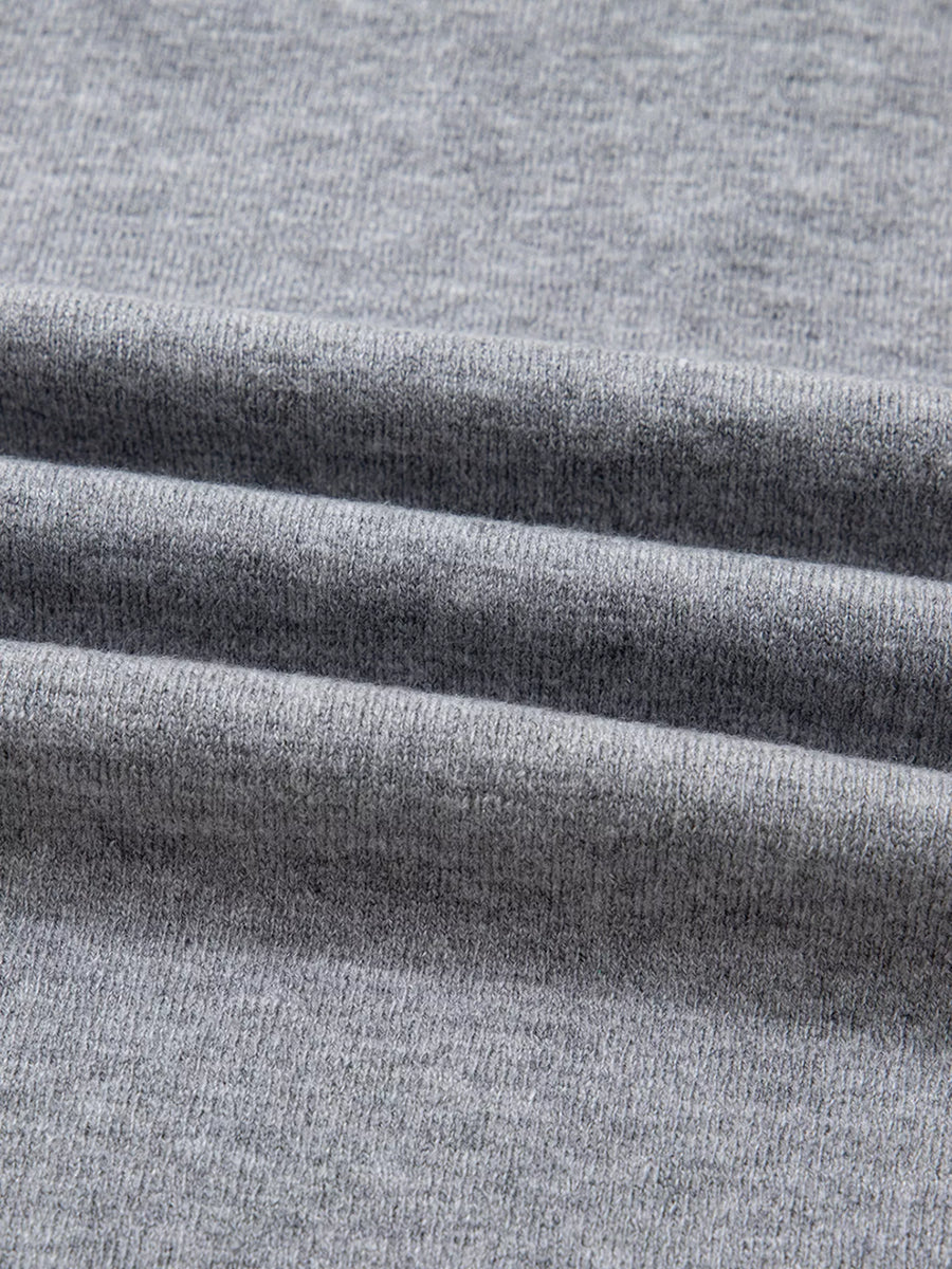 Gray Varsity V-Neck Ribbed Sweater