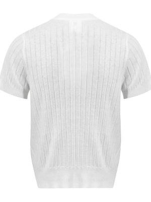 Men's Short Sleeve Ribbed Henley Top in White