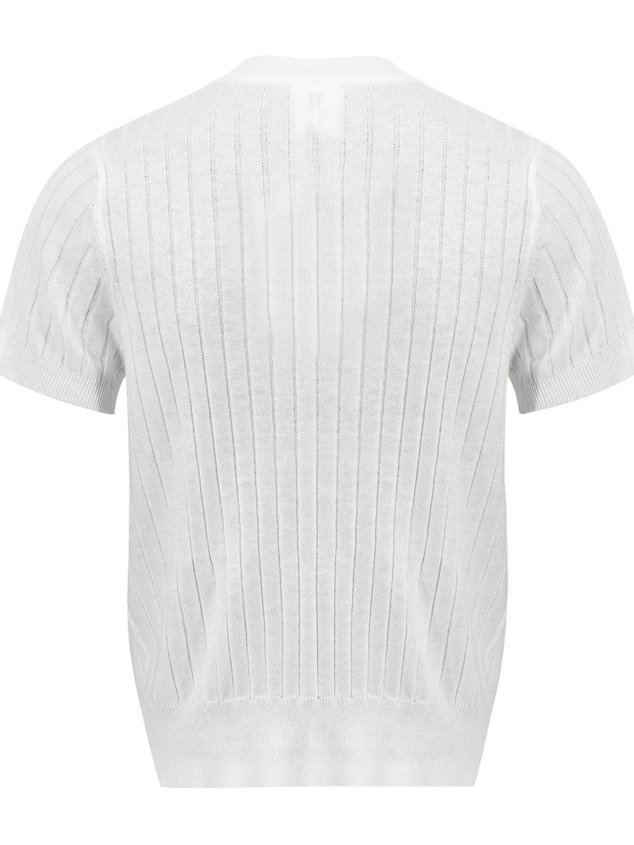 Men's Short Sleeve Ribbed Henley Top in White