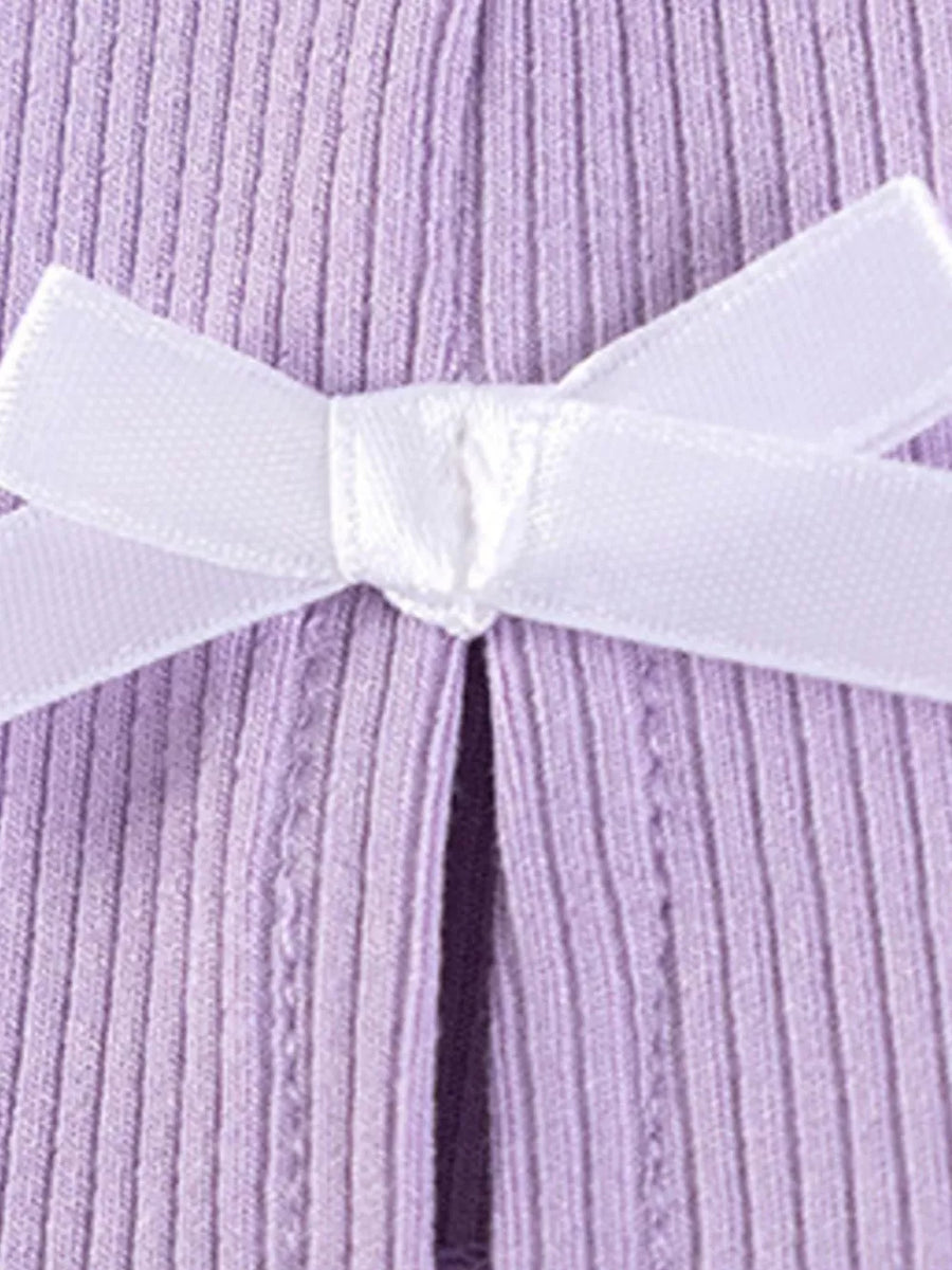 Children's Striped Ruffle Collar Top And Bow Flare Pants Set option 6