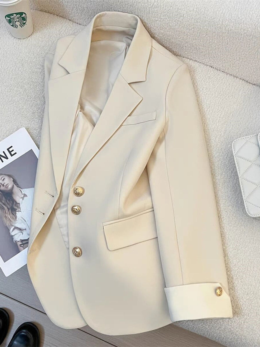 blazer in cream featuring buttoned and regular fit