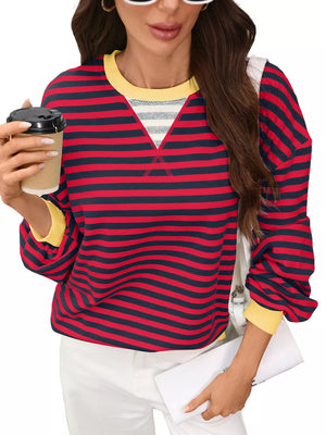 sweatshirt in Black And White with striped and seam detail