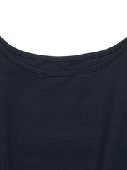 navy blue peplum top with stretch and long sleeve