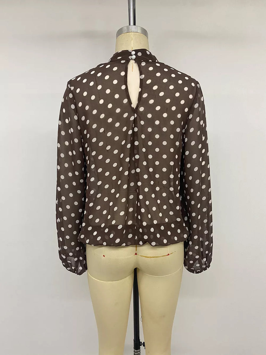 Coffee Brown blouse with hip-length and pullover