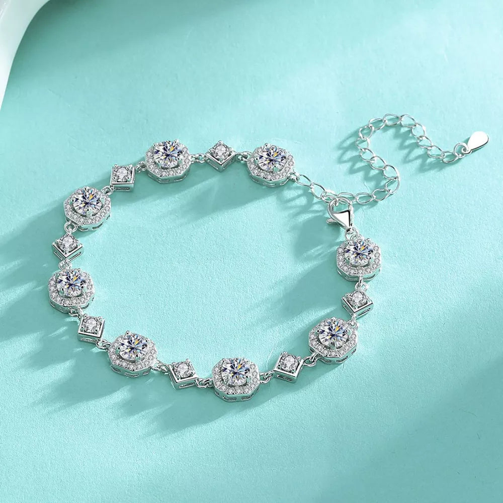 clear bracelet featuring moissanite stones and geometric