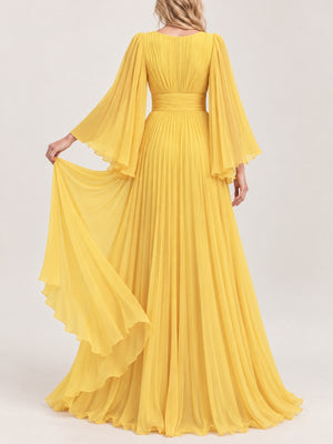 ivory maxi dress with pullover and pleated