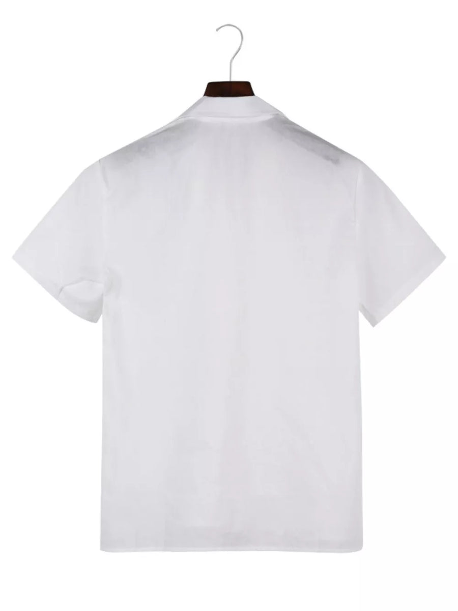 White with Men's Casual Short-sleeve Shirt Plus Size