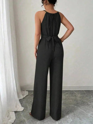 Orange Red jumpsuit with zipper and sleeveless