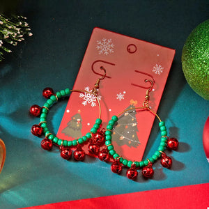 emerald green earrings with long and hook-and-eye