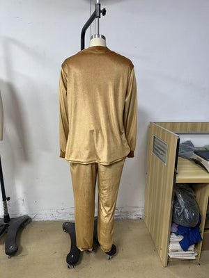 glam lounge set in Gold with cowl neck