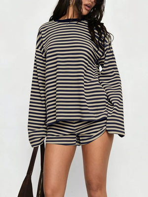 French Blue pajama set with hip-length and pullover