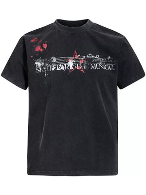 Black Crew-neck Graphic Short-sleeve Top