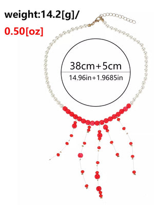 18k Gold-plated Synthetic Pearl Dangle Necklace option 6