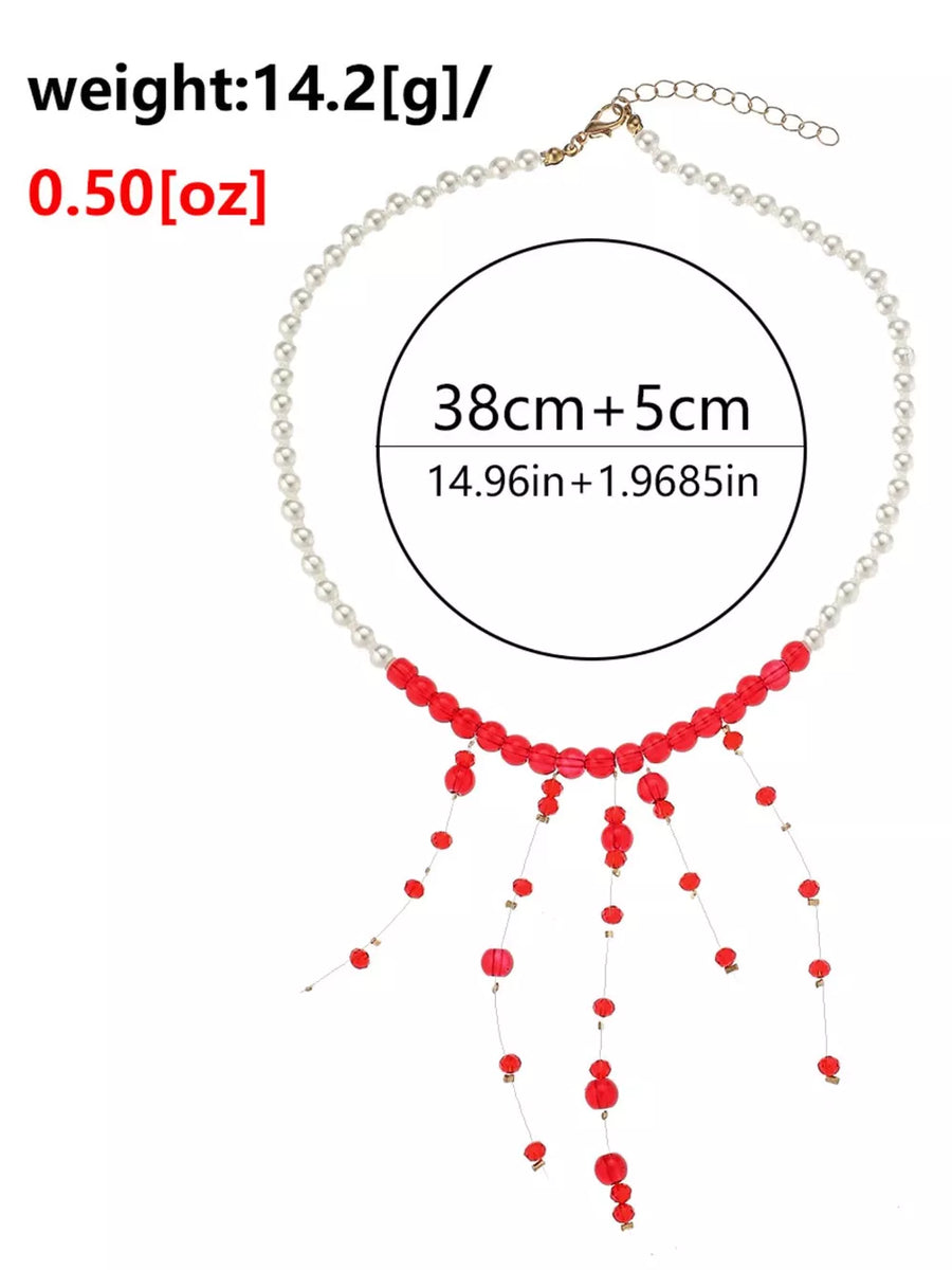 18k Gold-plated Synthetic Pearl Dangle Necklace option 6