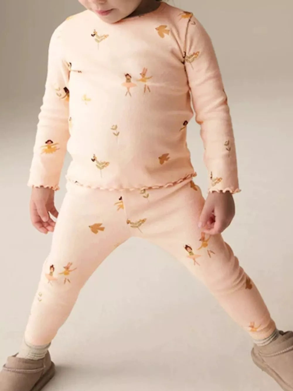 Toddler ballerina print cotton blend pajama set