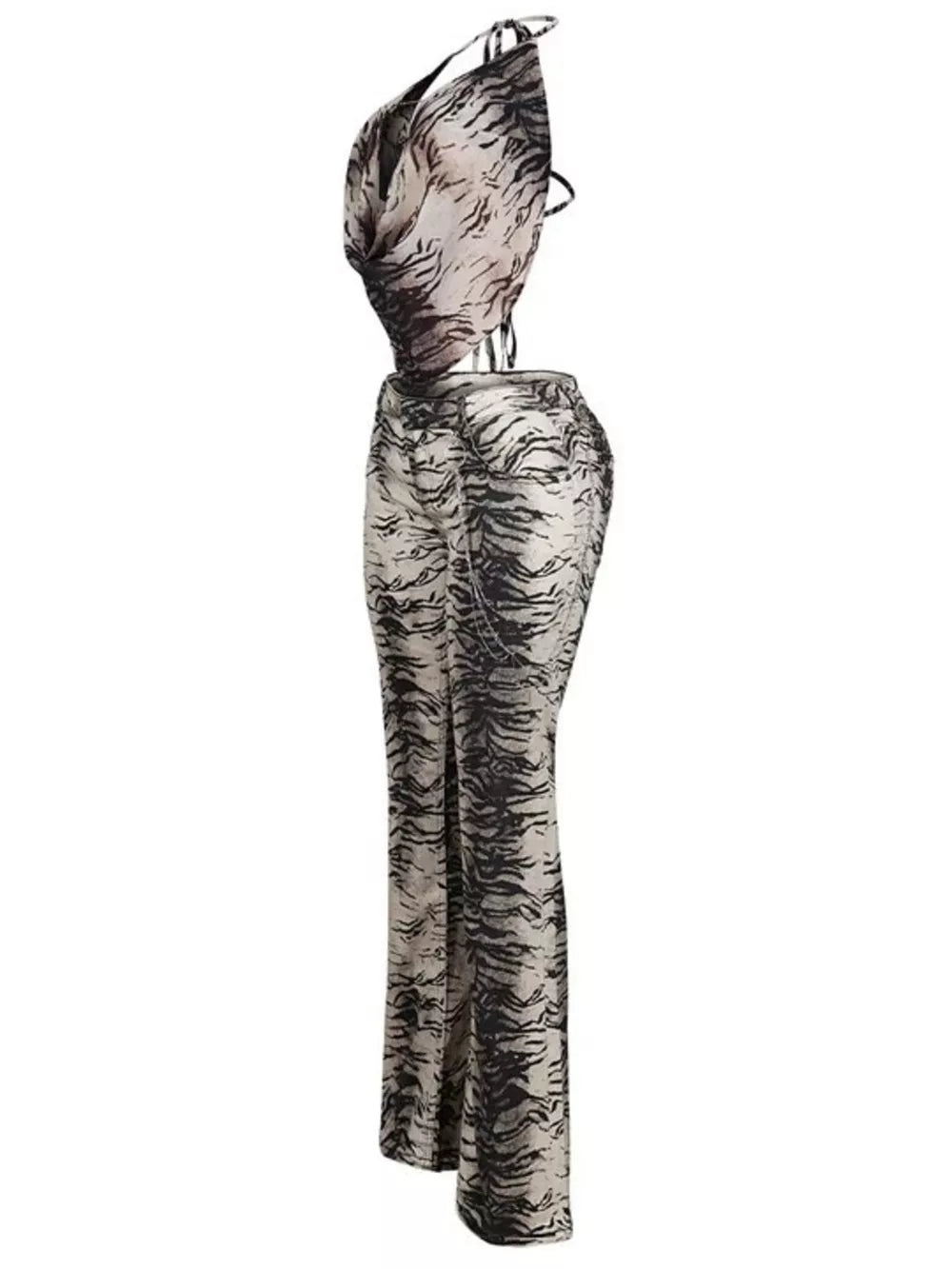 Animal Print Sleeveless Top And Pants Set option 7