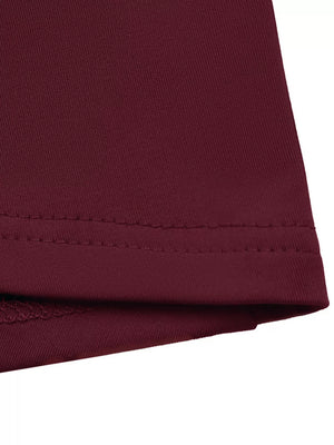 Long-sleeve Sequin-trimmed Bodycon Dress in burgundy