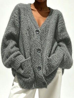 Light Gray cardigan with pocketed and long sleeve