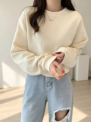 Blue Crew Neck Drop Shoulder Sweatshirt