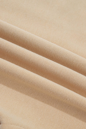 zip hoodie in beige with pocketed and hip-length