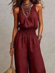 bohemian jumpsuit in White with halter