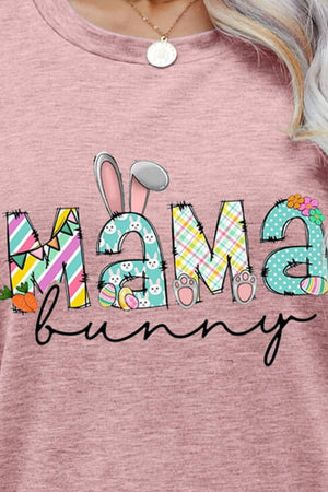 Mama Bunny graphic tee in Dusty Pink with Easter-themed lettering and bunny ears.