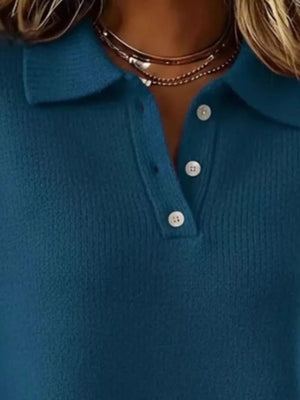 classic pullover sweater in Khaki Color with collared