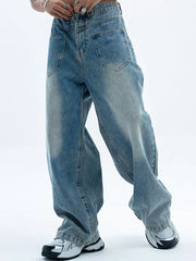 Men S Vintage Wash Wide Leg Jeans in Blue
