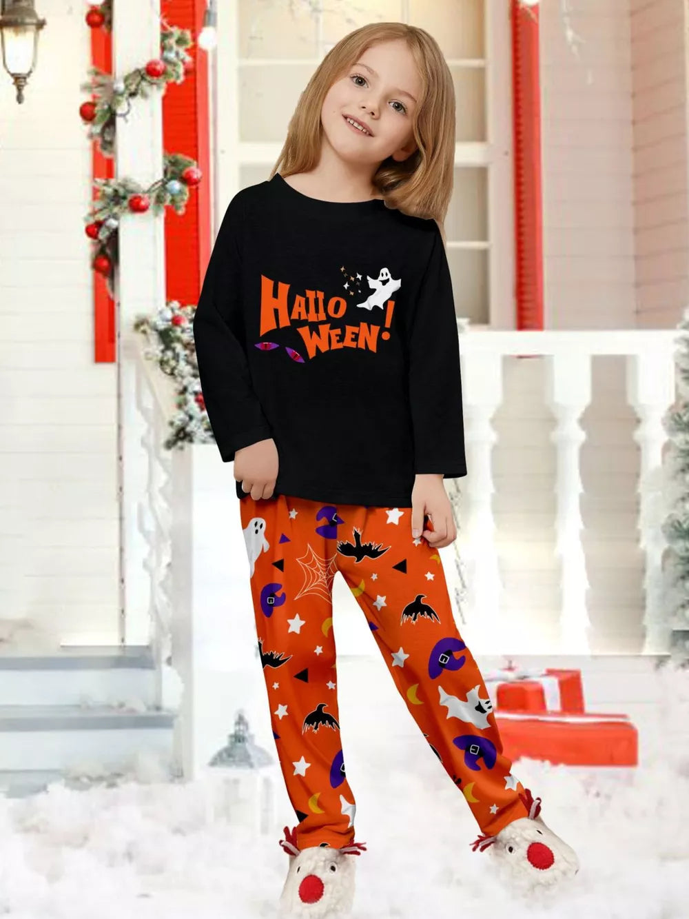 pajama set featuring novelty print in black with 95% polyester, 5% spandex Care instructions: Machine wash cold texture