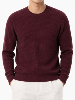 Men's Plus Size Waffle-Knit Crew Neck Top in White with waffle-knit