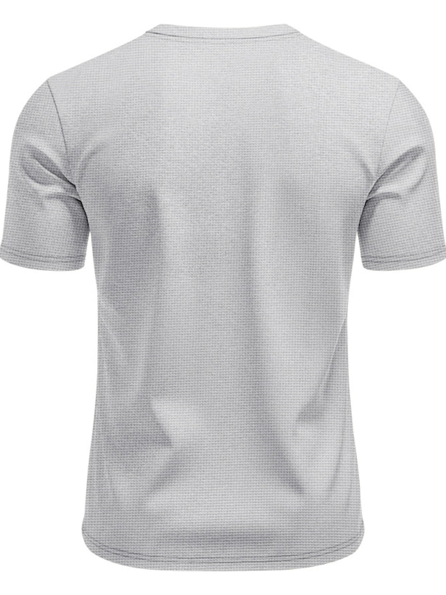 Light Gray cotton t-shirt with subtle textured pattern, short sleeves, and crew neck.