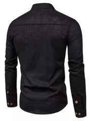 Red Men's Plus Size Casual Mandarin Collar Shirt