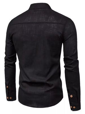 Red Men's Plus Size Casual Mandarin Collar Shirt
