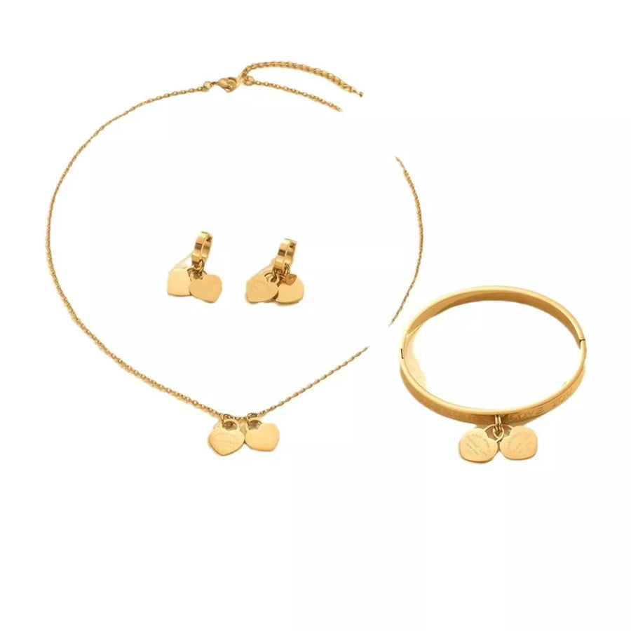 gold jewelry set with collar length and clasp