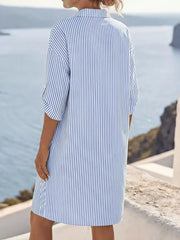 sky blue shirt dress with mini and button-front