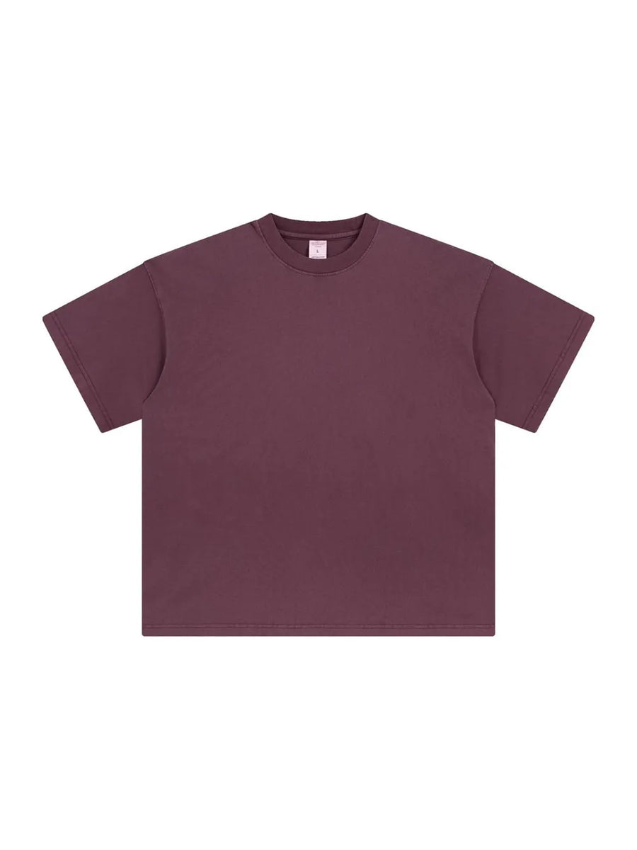 Oversized washed cotton tee in Rust, relaxed fit, crewneck, short sleeves