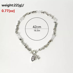 Chunky Gemstone Pendant Necklace Alloy Resin option 6