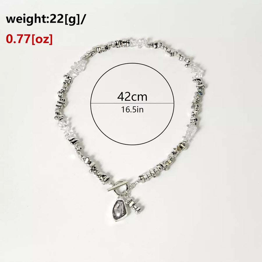 Chunky Gemstone Pendant Necklace Alloy Resin option 6