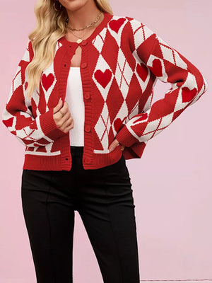 preppy cardigan in pink with round neck