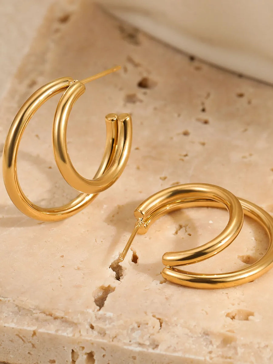 18K Gold-Plated,Stainless Steel Care instructions: Avoid wearing during exercise earrings in Gold with hoop silhouette